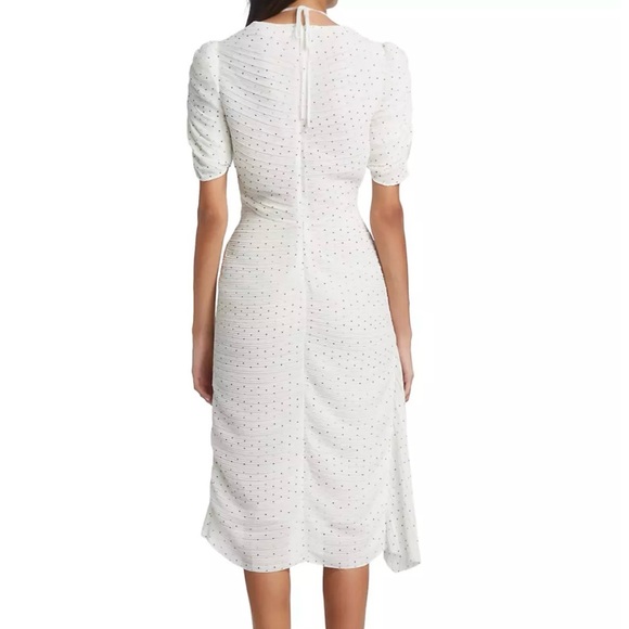 FRAME Gathered Keyhole Tie Neck Dress Sz XL - Picture 2 of 13